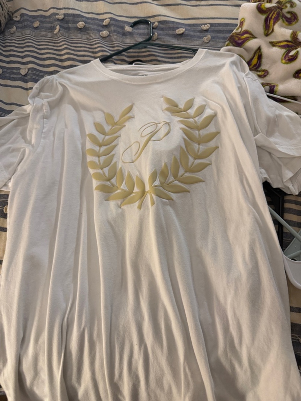 Victoria’s Secret White Tee with Gold Laurel Wreath Graphic